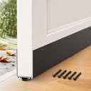 1-3/4'' x 36'' Aluminum Under Door Seal, Door Draft Stopper with Neoprene Rubber Insert, U-Shape Door Sweep to Block Cold Air, Dust, Pests, Rodent Proof for Interior/Exterior Doors (Black)
