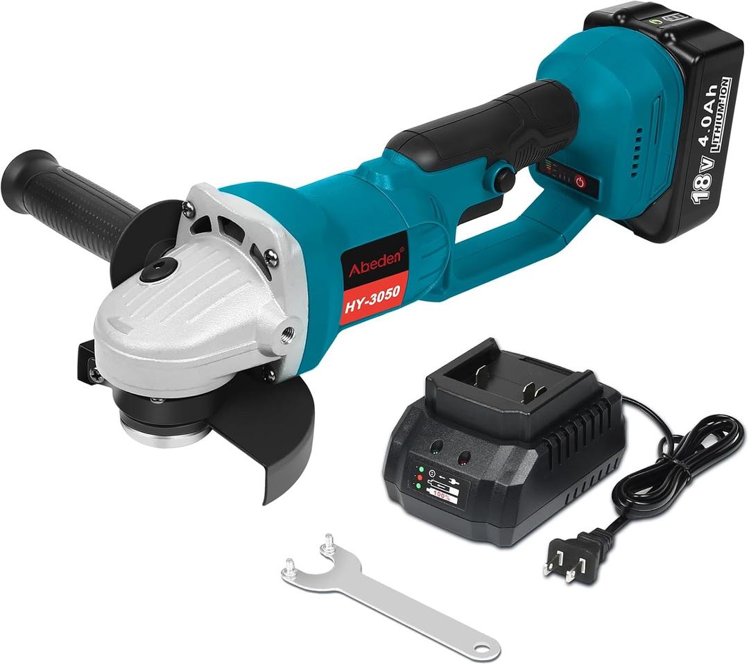 Cordless Angle Grinder with 18V 4.0Ah Li-Ion Battery & Charger,4-1/2-Inch,Brushless Motor,2-Position Handle,Battery Powered Grinder Tool Set for Metal Wood