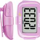 3D Step Counter Clip On with LED Backlight Pocket Pedometer for Walking Outdoor Activities Fitness Tracker Without Smartphone (PINK)