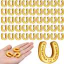 Giegxin 60 Mini Resin Derby Horseshoe Decorations Horseshoe Flatback DIY Craft Tiny Figurines Charms Decor Pendant Embellishments for DIY Making Gift Accessories Festival Supplies(Gold)