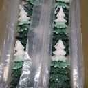 MTLEE 6 Pcs Christmas Tree Candles Christmas Tree Shaped Taper Candles White Green Snow Covered Cedar Decorative Xmas Wax Unscented Candlesticks for Holiday Winter Home Table Decoration Gift