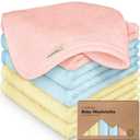 6-Pack Soft Baby Washcloths, Viscose from Bamboo - Kids, Newborn Bath Towels, Infant Shower, Toddler Reusable Face Towel, Gentle on Skin, Face Wash Cloths for Babies, 10x10 (Candy Pop)