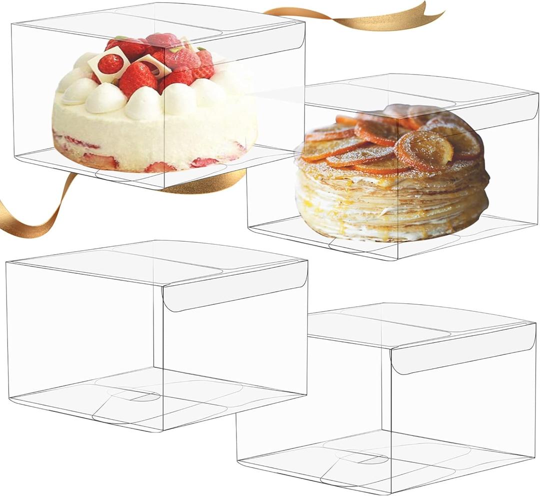 Oomcu 40 Pack Clear Boxes for Treat,Transparent Favor Candy Bakery Mini Cookie Boxes Donut Dessert Macaron Pastry Gift Packaging Box Container for Wedding Baby Shower Birthday Party(4" x 4" x 2.5")