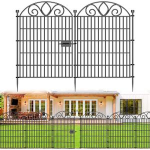No Dig Garden Fence with Gate, Outdoor Dog Fence for Yard, 34in, 10Panels