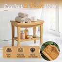 OTSUN Teak Shower Bench Seat - 20" Solid Wood Stool Waterproof Teakwood Shower Bench Chair with Storage Shelf 500 Lbs Capacity for Bathroom, Indoor & Outdoor Use