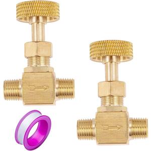 2 Piece Heavy Duty Brass Instrument Replacement Control Needle Valve 1/4" Npt Male X 1/4" Npt Male Connection