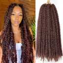 Marley Twist Braiding Hair 24 inch Afro Kinky Curly Crochet Braids 8 Packs Cuban Twist Crochet Braids Synthetic Low Maintenance Skin-Friendly Marley Hair Extensions(33#, Packs of 8)