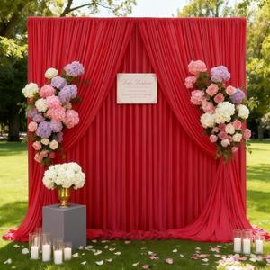20x10ft Red Backdrop Curtain Panels for Parties - Wrinkle Free Polyester Photo Curtain Backdrop Wedding Back Drop Fabric Drapes for Party Decorations Background for Photography