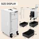Portable Manicure Table 3 Drawers, Rolling Lockable Makeup Train Case with Blueteeth Speaker and Nail Polish Organizer, Foldable Nail Desk with Mirror & TSA Lock for Nail Tech and Salon Use, 52 x 15.4 x 27.3 inches