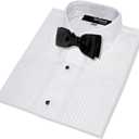 Gino Giovanni Boys Formal Tuxedo Shirt with Bow Tie (16, White)