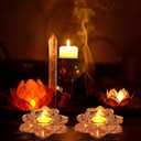 meekoo 12 Pcs Crystal Glass Lotus Candle Holders Lotus Crystal Tealight Candle Holders for Christmas Home Decor Wedding Party