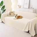 Smiry Couch Cover for Dogs, Washable Chenille Sofa Covers for 3 Cushion Couch, Soft Sofa Slipcover for Pets, Thick Sectional Furniture Protector with Tassels (Beige, 71x118 Inch)
