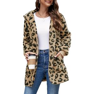 Yanekop Womens Fuzzy Fleece Jacket Open Front Hooded Cardigan Sherpa Outerwear Warm Coats with Pockets, Size XL
