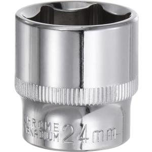 2 x HARFINGTON 6-Point Socket 3/8" Drive 24mm Deep 32mm/1.26" Length 45# Steel Metric Square Drive Sockets Polishing Chromed Sockets for Car Repair Mechanical Maintenance Home Use