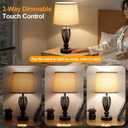 USB Bedside Lamp, 3-Way Dimmable Touch Table Lamp with USB C+A Charging Ports Industrial Table Lamp Black Metal Base Farmhouse Reading Lamp for Bedroom, Living Room, Office or Study LED Bulb Included