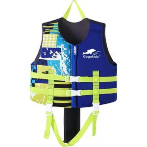 OldPAPA Kids Swim Vest, Toddlers Float Jacket for Boys & Girls 20-30-40-50 lbs, Buoyancy Swimsuit with Dual Adjustable Safety Straps for Pool, Beach and Boating, Aged 2-9 Children (Blue-Black)