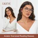 Aviator Reading Glasses for Women Men Oversized Blue Light Blocking Computer Reader Designer Large Spring Hinge LK6081 (C1black+c2white Tortoise+c3brown Tortoise)