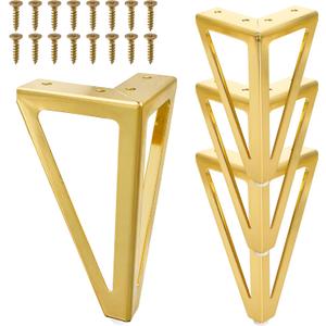 WRINGKIT 6 Inch Gold Furniture Legs Set of 4, Modern Metal Furniture Feet with Floor Protectors, Heavy Duty Table Dresser Legs for Cabinet Sofa Feet DIY Replacement, Max Load 1322 Lbs
