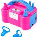 NuLink Electric Portable Dual Nozzle Balloon Blower Pump Inflation for Decoration, Party, Sport [110V~120V, 600W, Rose Red]
