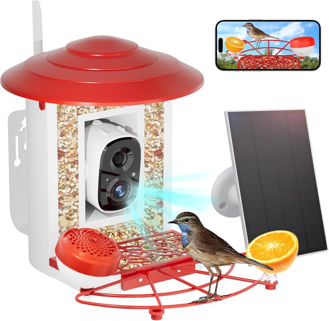 Camii Birds Feeder Cameras 2K HD AI Identify Bird Species Camera Birdfeeder Auto Capture Bird& Motion Detection for Watching, Smart Solar-Powered Cam Birds Feeders Present for BirdLovers (Set)