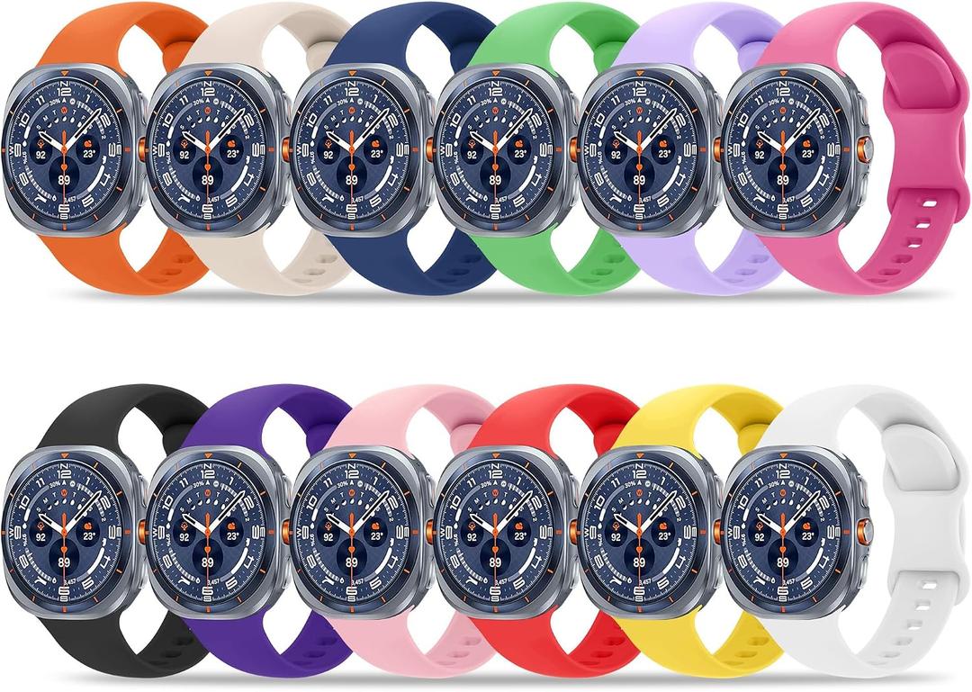 12 Pack Bands Compatible with Samsung Galaxy Watch 8 40mm 44mm/Galaxy Watch 8 Classic 46mm/Galaxy Watch Ultra 47mm Band for Women Men, No Gap Soft Silicone Sport Breathable Replacement Strap