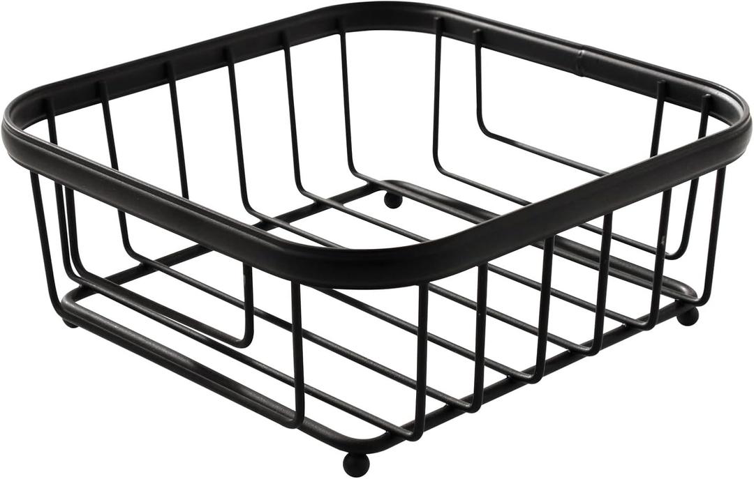 Spectrum Ashley Flat Napkin Holder Basket for Kitchen Counter & Dining Table Decor, Modern Heavy Duty Easy Access Napkin Dispenser for Cocktail Napkins, Black