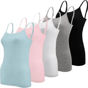 BQTQ 5 Pcs Women's Camisole Tank Tops Spaghetti Strap Basic Undershirts (XL)