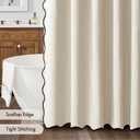 MIULEE 96" Long Scalloped Shower Curtain Linen Textured with 12 Metal Hooks Cute Extra Long Heavy Duty Washable Waterproof Cloth Shower Curtains with Black Border for Bathroom Hotel Bathtub, Beige