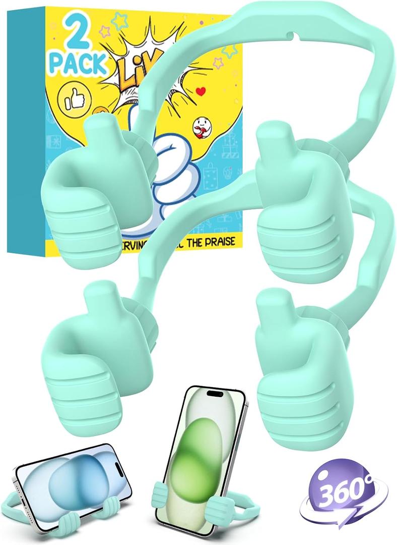 Funny Gifts for Teen Boy Kid Man Cell Phone Stand: UPGRADE Adjustable Thumbs Up Lazy Phone Holder for Desk Fun Gadget for Him Guy Tween Woman Girl Adult Essentials Stocking Stuffer Who Have Everything