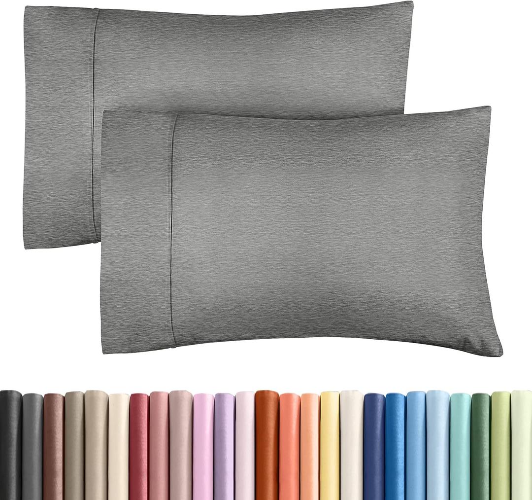 King Pillow Cases Set of 2 - Ultra Soft Hotel Quality Pillowcase Covers - Comfy, Cozy & Wrinkle Free - Shrinkage and Fade Resistant - Machine Washable Pillow Protectors - 2 Piece Set - Heathered Grey