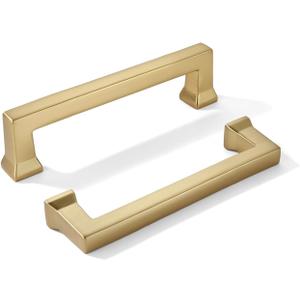 khtumeware 2 Pack 3-1/4inch(82mm) Hole Center Champagne Bronze Cabinet Pulls Heavy-Duty Solid Warm Brass Cabinet Hardware Pulls for Kitchens, bathrooms and Dresser Handle