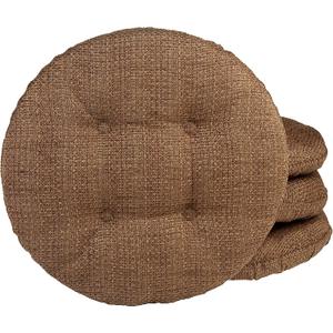 Klear Vu Omega Gripper Non-Slip Tufted Round Barstool Cushion for Dining Rooms, Cafes, Bars and Restaurants, 14 Brown, 4 Pack