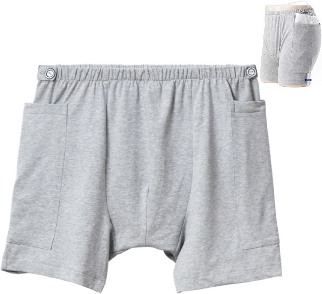 New Type of Urine Bag Pants,Underwear Urine Bag Pants for Elderly,Urine Drainage Bag Underwear,Nephrostomy Bag Pants for Abdominal Surgeries Patient, Medium, Grey