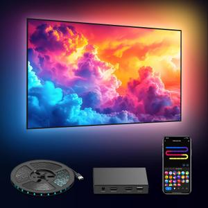 deerdance Smart TV LED Backlight with HDMI2.0 4K60Hz Sync, LED Strip Lights & App Controlled Color Changing for 55-65 inch TVs. (12.5ft)