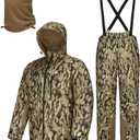 UIIHUNT Hunting Clothes for Men with Face Mask, Silent Waterproof Camo Jacket & Pants, Warm Hunting Suit for Cold Weather (Large, Yellow Cloud Camo)