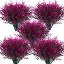 RECUTMS Artificial Faux Plants Flowers Outdoor Spring Decoration,Artificial Plants Outdoor Artificial Flowers for Outdoors UV Resistant for Outside Home Planter Porch Patio Window Yard Decor(Fuchsia)