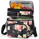 MIYCOO Insulated Lunch Bags for Women Men Large Lunch Box Leakproof Double Deck Soft Cooler Tote Bag (Flower, 15L)