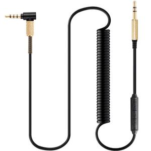 FAAEAL Major3 Coiled Audio Cable Compatible with Marshall Major2 Major4 Beats Studio3 Solo3 Solo4 Headsets 3.5mm in-line Mic Volume Control Headphone Cord 4.2ft-8ft w/mic