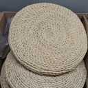 Barydat 8 Pcs Floor Cushions Round Large Pillow Seating Meditation Floor Pillow Boho Natural Woven Seat Cushion Japanese Tatami Cushion for Yoga Room Balcony Chair Pad, 15.75 Inch