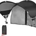 XL Universal Chair Canopy Umbrella, UPF 50+ Foldable Sun Shade Attachment with Adjustable Clamp for Beach, Camping, Sports, Outdoor, Lawn, Tanning, Zero Gravity Chairs, Wagon, Wheelchair, Patented, Black - Silver