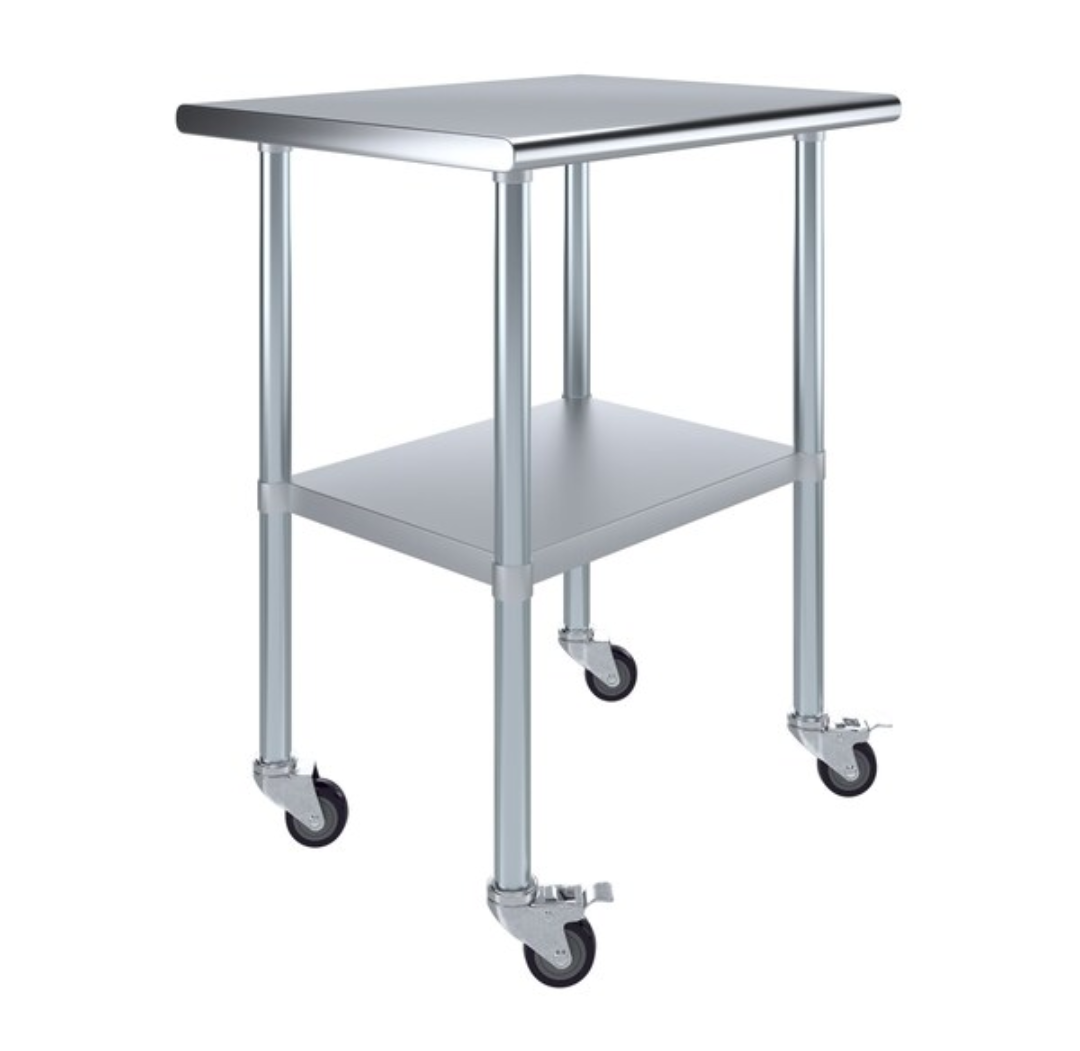 AMGOOD 24 in. x 30 in. Stainless Steel Table With Wheels AMG WT