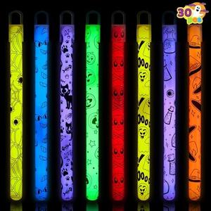 JOYIN 30 Pcs Halloween Glow Sticks Bulk Party Pack, Hanging Wands in 8 Design, 6 Color Light Up Stick for Kid Glow in The Dark Halloween Party Favor Supplies, Goodie Bag Filler, Trick or Treating Gift