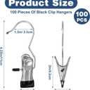 100 Pack Hanger Clips, Heavy Duty Laundry Hooks with 360 Rotation - Space Saving Clothes Pins for Closet, Boots, Pants, Hats, Towels (Silver)
