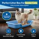 KittyGoHere Senior Cat Litter Box 1 Pack, Large Blue Low Entrance Kitty Litter Box, Sized for Cats Comfort, Perfect for Senior and Arthritic Cats, Made in USA