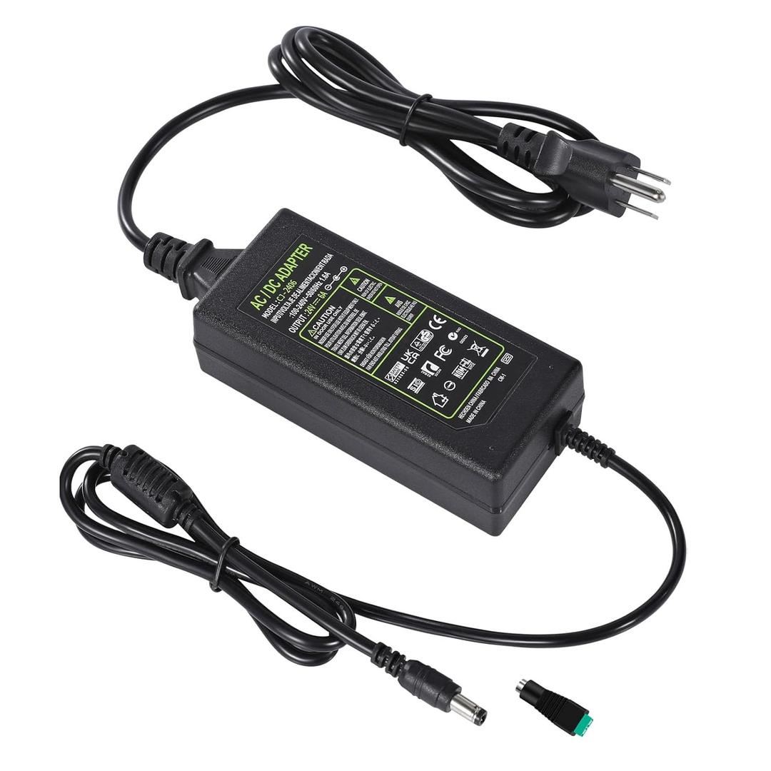 24V 6A Power Supply Adapter,100-240V AC to DC 24V 6A Power Adapter with 5.5mm x 2.5mm DC Output Jack Transformers US Plug for 5050 3528 LED Strip Light,CCTV Security System