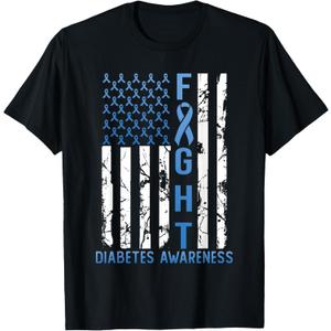 Support Fight USA Flag Type 2 Type 1 Diabetes Awareness T-Shirt S