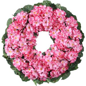 Artificial Geraniums with Leaves Wreath for Front Door 17.7 Inch Realistic Spring Wreath Tropical Artificial Flowers Door Wreath for Home Decor, Porch, Window, Farmhouse Wall Decoration