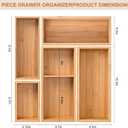 Bamboo Drawer Organizer 5 Pcs for Kitchen Multi-purpose Storage Dividers for Kitchen, Office, Jewelry, Cosmetics, Wooden Drawer Dividers for Drawer Organizer Desk Organizer Gift for Women Gifts Idea