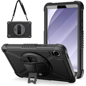 ZtotopCases for Samsung Galaxy Tab A9 Case 8.7 Inch 2023,with 360 Rotating Hand Strap & Shoulder Strap,Heavy Duty Shockproof Protective Case for Galaxy Tab A9 8.7" Tablet SM-X110/X115/X117,Black