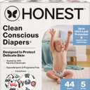 The Honest Company Clean Conscious Diapers for Delicate Skin | Up to 100% Leakproof | Hypoallergenic, Fragrance Free | Gender Neutral | Club Box, Size 5 (27+ lbs), 44 Count (Prints May Vary) (Big Trucks + All the Letters)